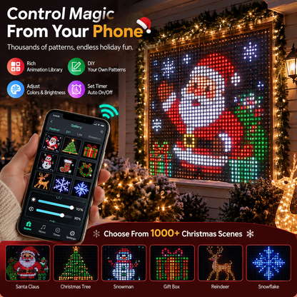 🎄 Smart LED Curtain Lights | App-Controlled Animated Christmas Wall Display ✨