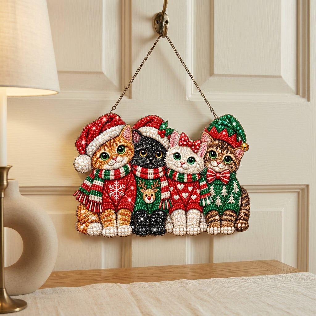 Cats in Sweaters Diamond Art Hanging Ornament Kit
