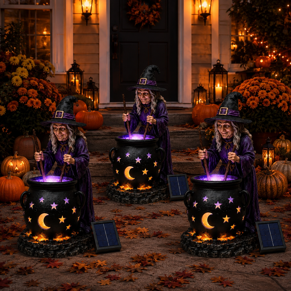 🧙‍♀️Halloween Witch Glowing Cauldron Solar Light