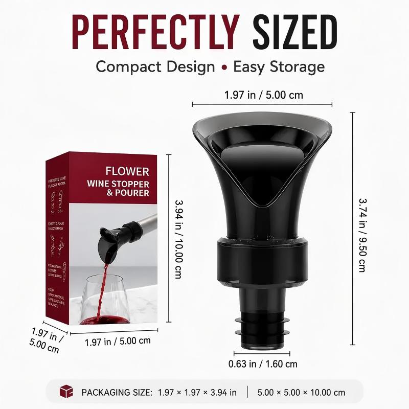 Flower Petal Wine Pourer and Stopper Drip Free Spill Proof