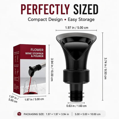 Flower Petal Wine Pourer and Stopper Drip Free Spill Proof