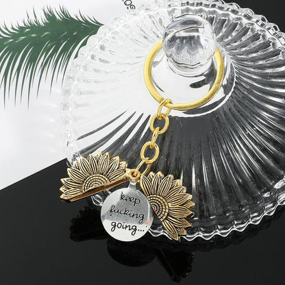 🔥LAST DAY 🌻Sunflower Keychain Inspirational Gifts - Keep Fucking Going Keychain