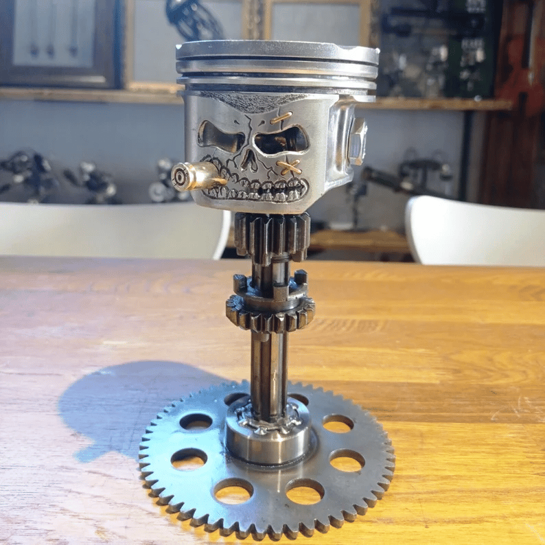 🔥LAST DAY 50% OFF - 🛠️💀Handmade Piston Skull Face Sculpture