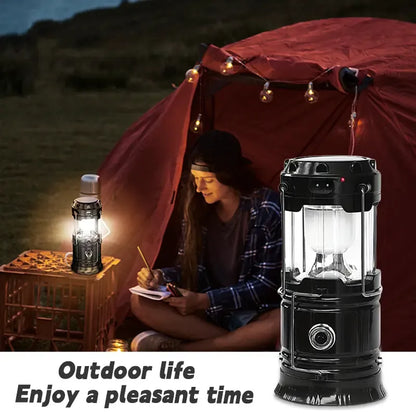 Foldable Compact LED Lanterns💡- Durable, Waterproof, Solar-USB Rechargeable, Solar Powered, Brightness Adjustable, Heat/Freeze Ready, Batteries-Included Emergency Lights with Flashlight Mode