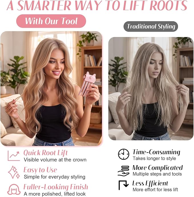 📢50% OFF !! ⏰Wireless Heated Volumizing Root Lift Clip - Salon Crown Volume Styling Tool for Fine Flat Hair