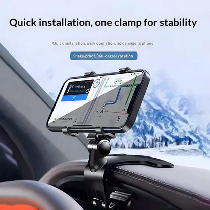Multifunctional Car Phone Mount for Center Dashboard or Rearview Mirror Navigation Support Bracket