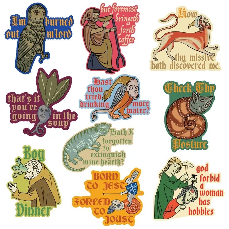 😂50 Shades of Dark Ages: Extra Large Medieval Sarcasm Stickers