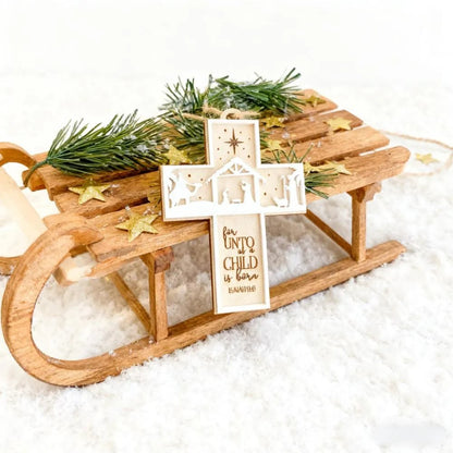 🎅Christmas Hot Sale🌟Handcrafted Wooden Nativity Ornament: 3D Christmas Scene