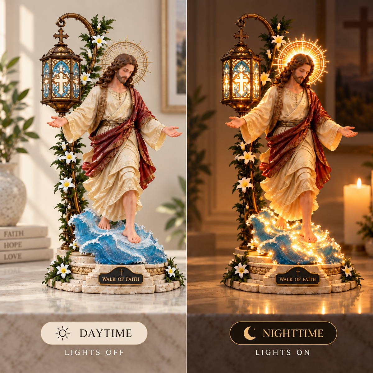 ✨Walk by Faith™ Illuminated Jesus Walking on Water Sculpture