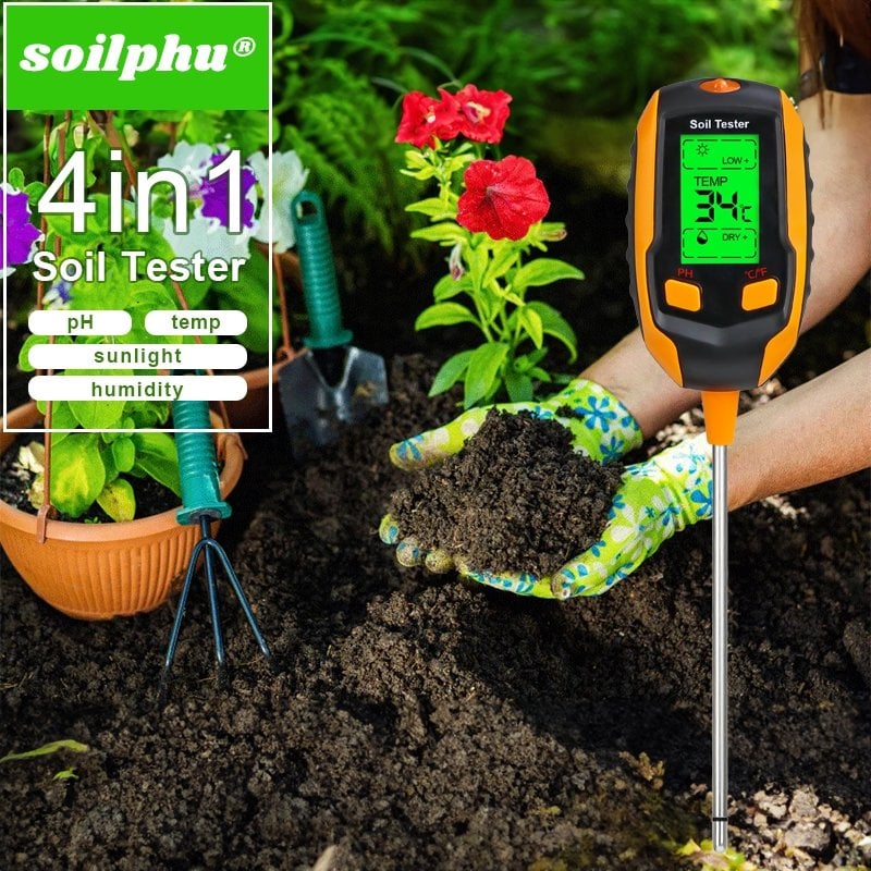 🪴✨2026 Newly Upgraded Digital 4-in-1 Soil Test Meter, large LCD screen, probe accurately quick measure