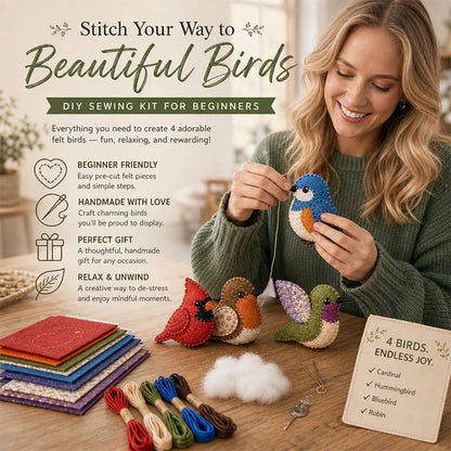 🧶Beginner-Friendly🐦DIY Fabric Animal Craft Kit – Creative Handmade Art (No scissors included)