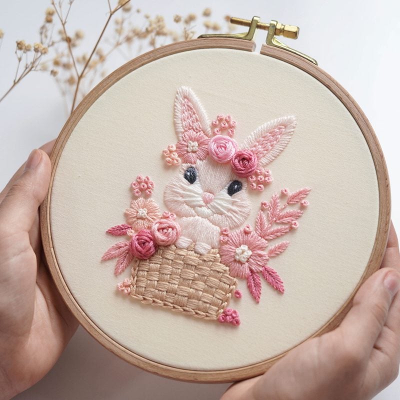 🔥Last 4 hours Sale: Save 50% -Pink Bunny Sweet Easter Embroiderye kit
