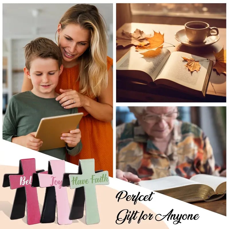 🔥LAST DAY 📖12 Pcs Magnetic Cross Bookmarks Gifts for Bible Study, Readers, Teachers, Students🌸✝️
