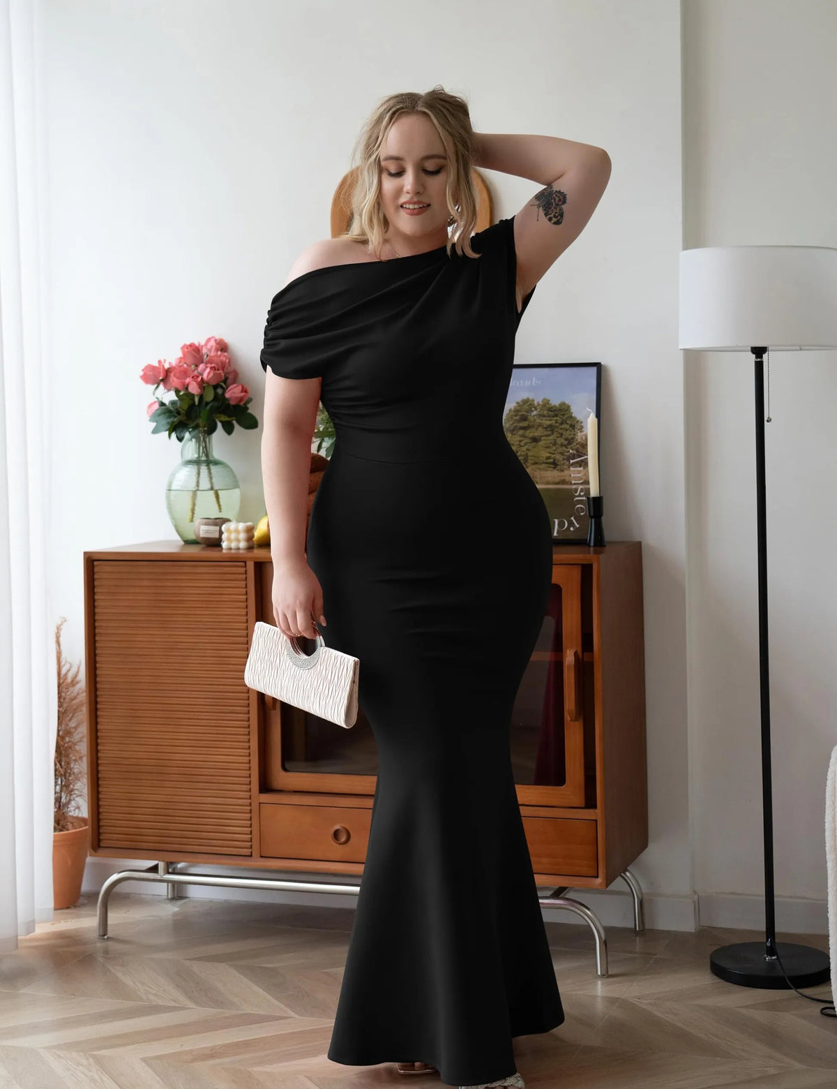 💃WOMEN'S ELEGANT SLEEVELESS OFF SHOULDER BODYCON LONG FORMAL PARTY EVENING DRESS(🔥Same as in the video)