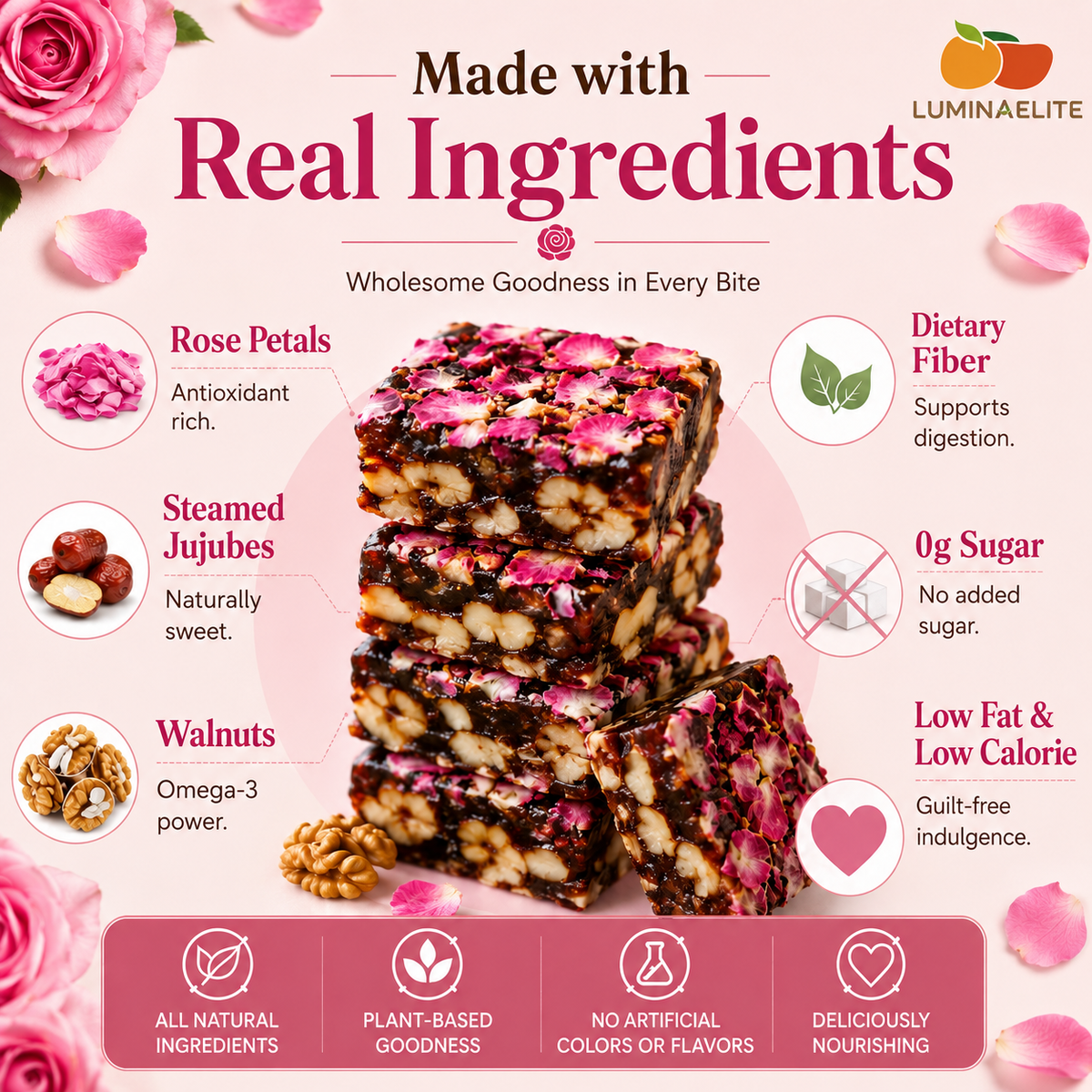 Zero Added Sugar Rose Jujube Walnut Bites-Zuckerberg