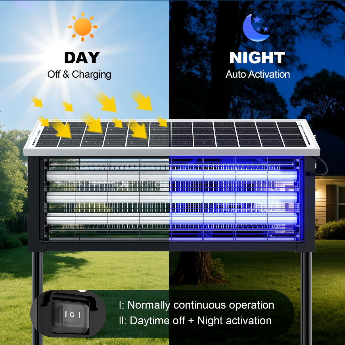 Eco-Friendly - Solar-Powered High-Efficiency Outdoor Bug Zapper