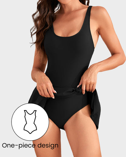 Women's Tummy Control One-Piece Swimsuit (with Skirt)