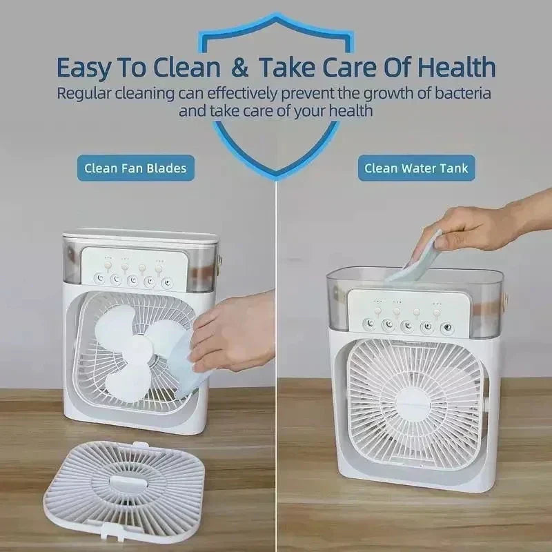 Portable Air Cooler Humidifier Fan with LED Night Light