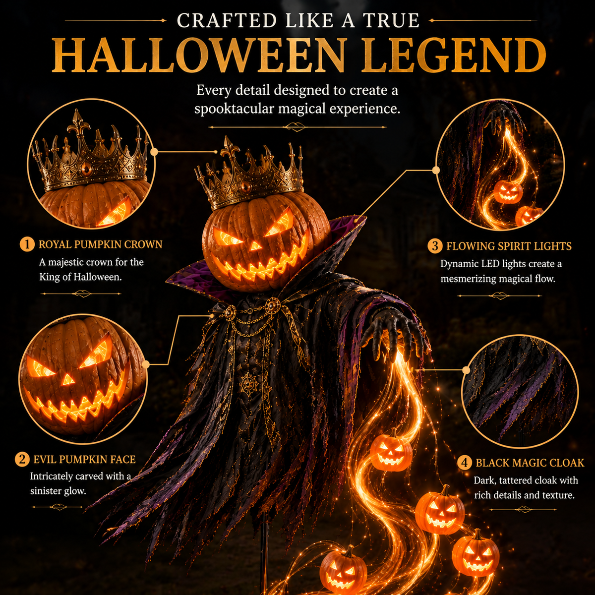 🎁Today 49% OFF🎃Pumpkin King Awakening™ – Flowing LED Halloween Yard Light