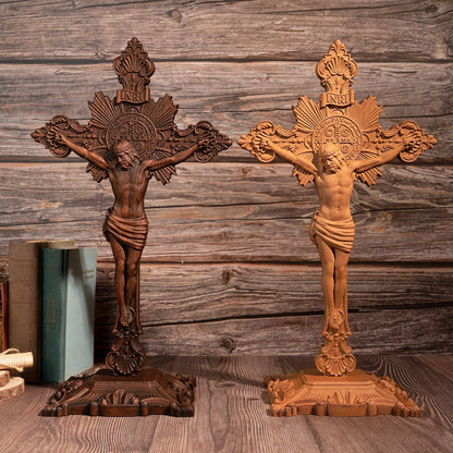 St. Benedict Exorcism Cross wood carved - Bless you and your family