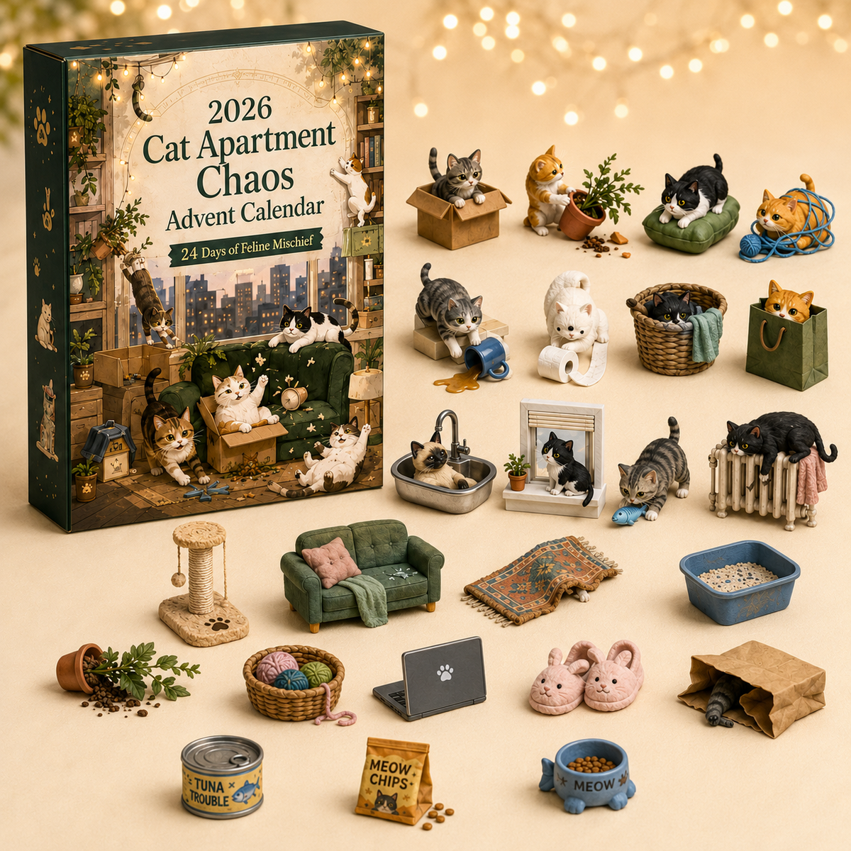 2026 Cat Apartment Chaos Advent Calendar 🐱🏠 – 24 Days of Feline Mischief