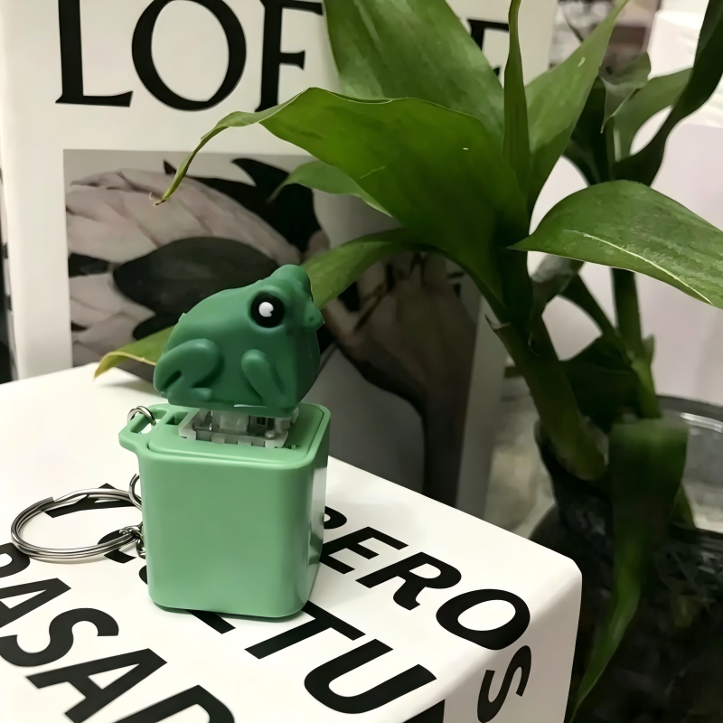 Sound & Light Frog Button Keychain Fun Stress‑Relief Electronic Pendant