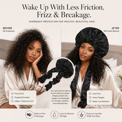 🔥 Silk Bonnet for Long Curly Hair