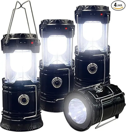 Foldable Compact LED Lanterns💡- Durable, Waterproof, Solar-USB Rechargeable, Solar Powered, Brightness Adjustable, Heat/Freeze Ready, Batteries-Included Emergency Lights with Flashlight Mode