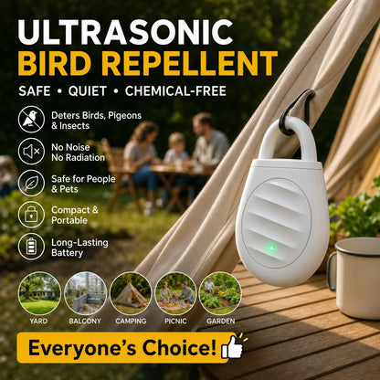 🔥Limited time offer！🐦No more trouble from birds, beasts and locusts！Portable Ultrasonic Bird Repellent Keychain