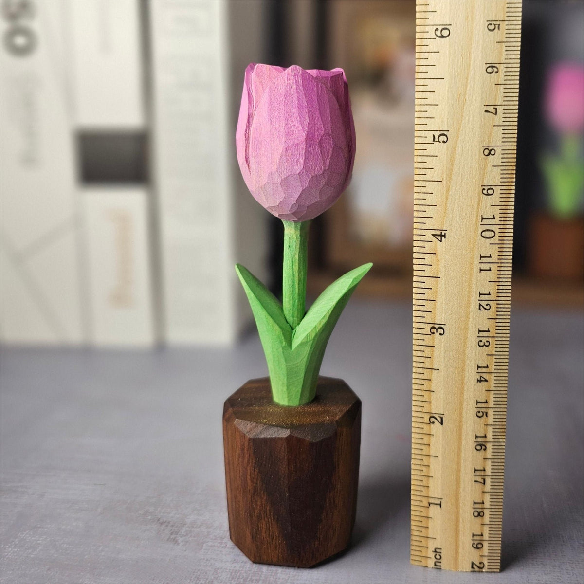 Tulip Hand-Carved Wooden Flower With Gift Box Packing