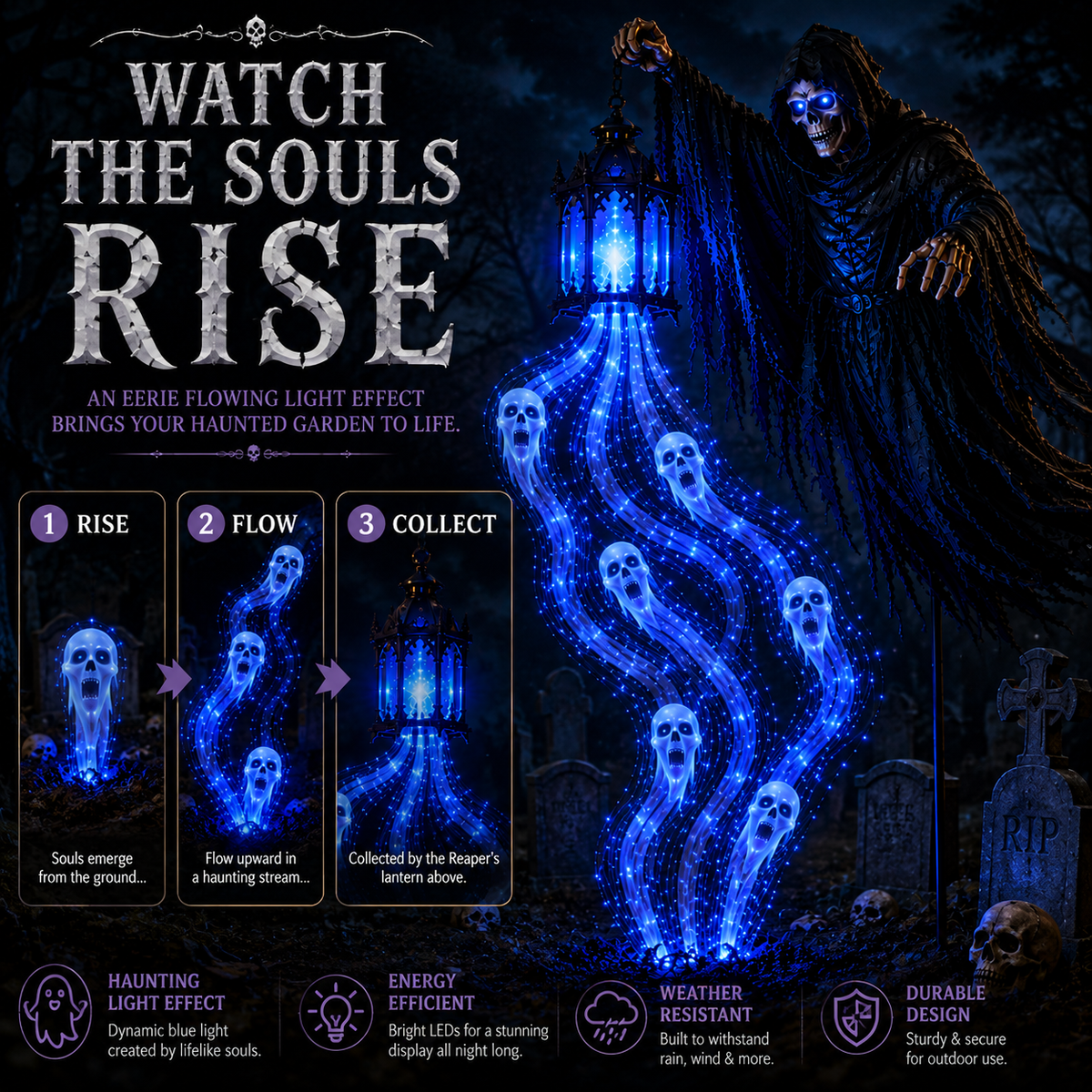 🎁💀The Grim Reaper’s Glowing Garden-A Spooky Halloween Yard Display