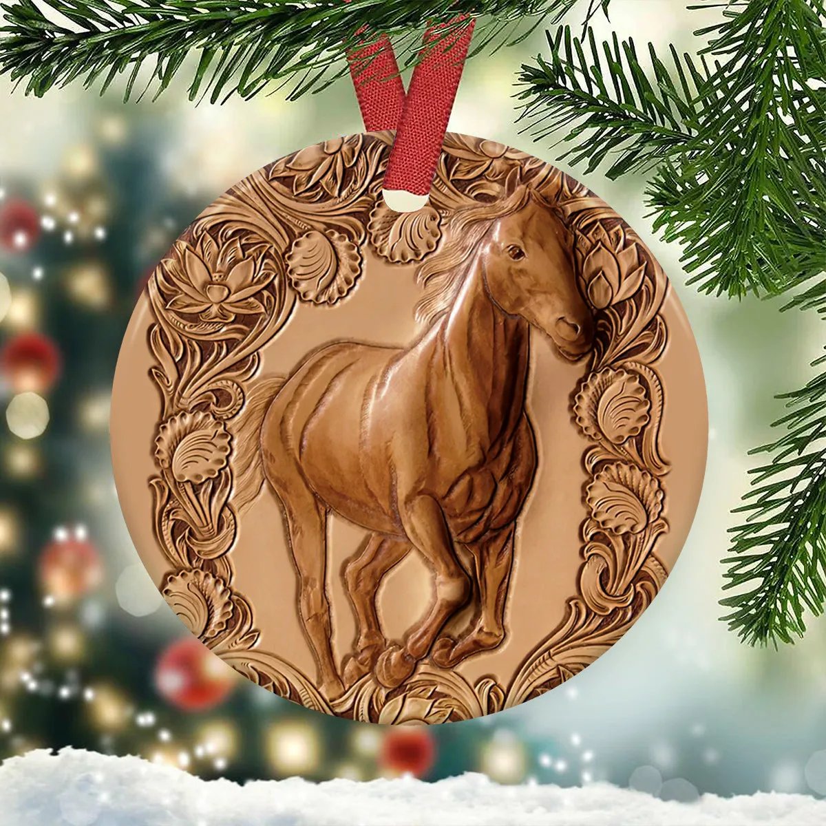 🔥LAST DAY 🐎Handmade Horse Advice Be Free – Circle Ornament