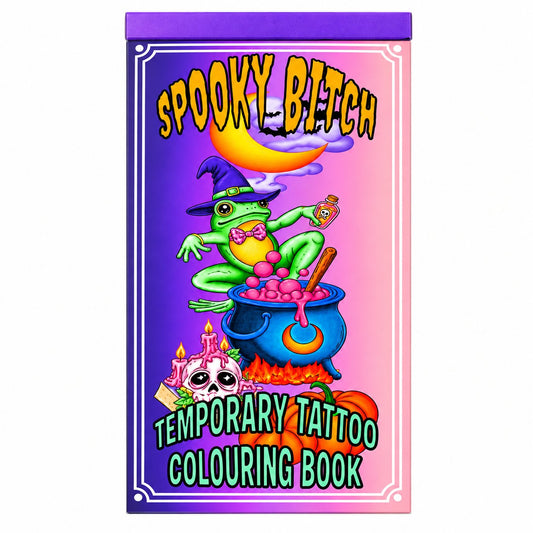 🐸🎃Spooky Bitch Halloween Temporary Tattoo Colouring Book