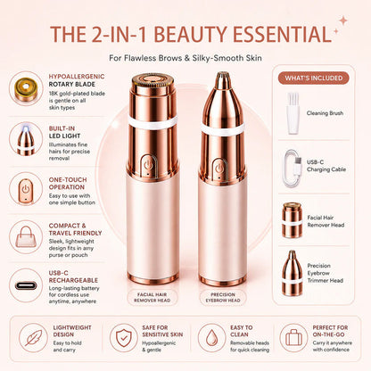 🔥2-in-1 Women's Eyebrow and Facial Hair Removal Device