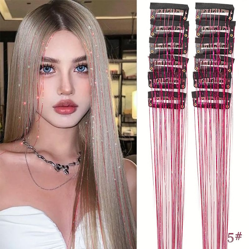 🔥Last Day 50% OFF✨Clip-in Tinsel Hair Extensions (A set of 12 pieces)