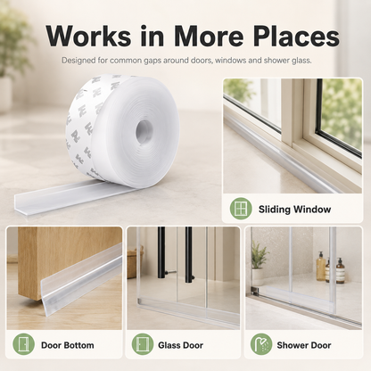 🚪 16.4Ft Adhesive Weather Stripping Tape , Draft Stopper for Doors & Windows, Shower Sealing