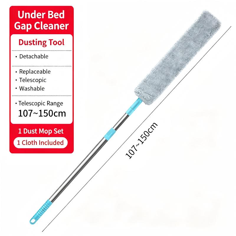 Extendable Under Bed Duster with Long Handle for Dust and Hair Removal Cleaning Tool