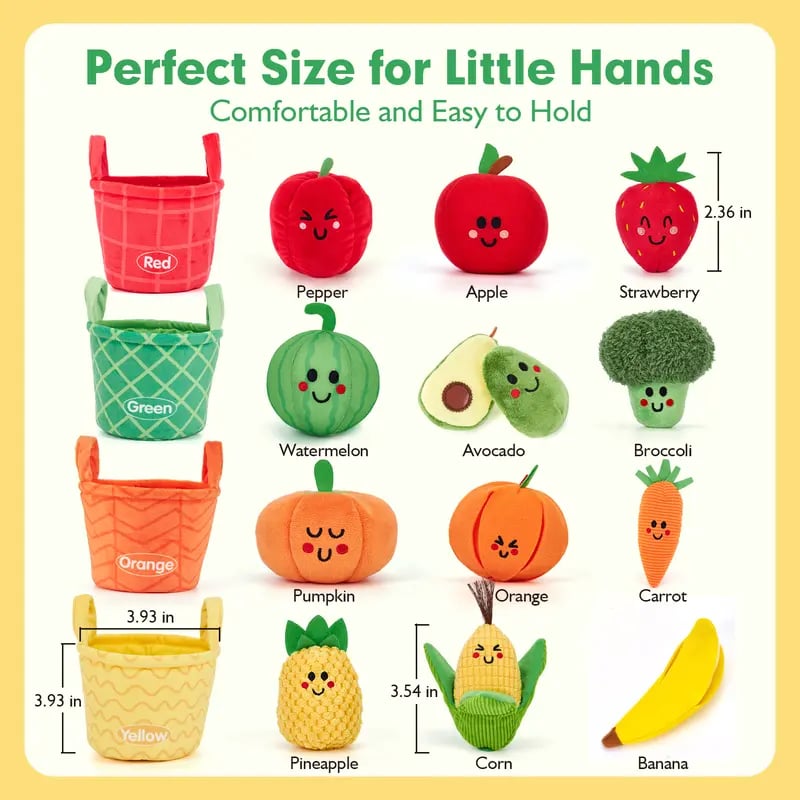 🥕 ✨ 16Pcs My First Fruit Vegetable Color Sorting Play Food