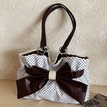 🔥Last Day 49% OFF - 🎀🖤 Trendy Polka-Dot Bow Tote Bag