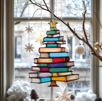 🔥LAST DAY 50% OFF - 🎄📚✨Christmas Book Tree Suncatcher Ornament