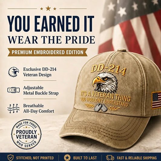 DD-214 Veteran 3D Embroidered Cap - "IT'S A VETERAN THING YOU WOULDN'T UNDERSTAND" 🎁