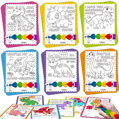 🎨❤️Valentine’s Day Stacking Heart Crayons & Coloring Cards – 🖍️🎁24‑Pack Classroom Exchange Set