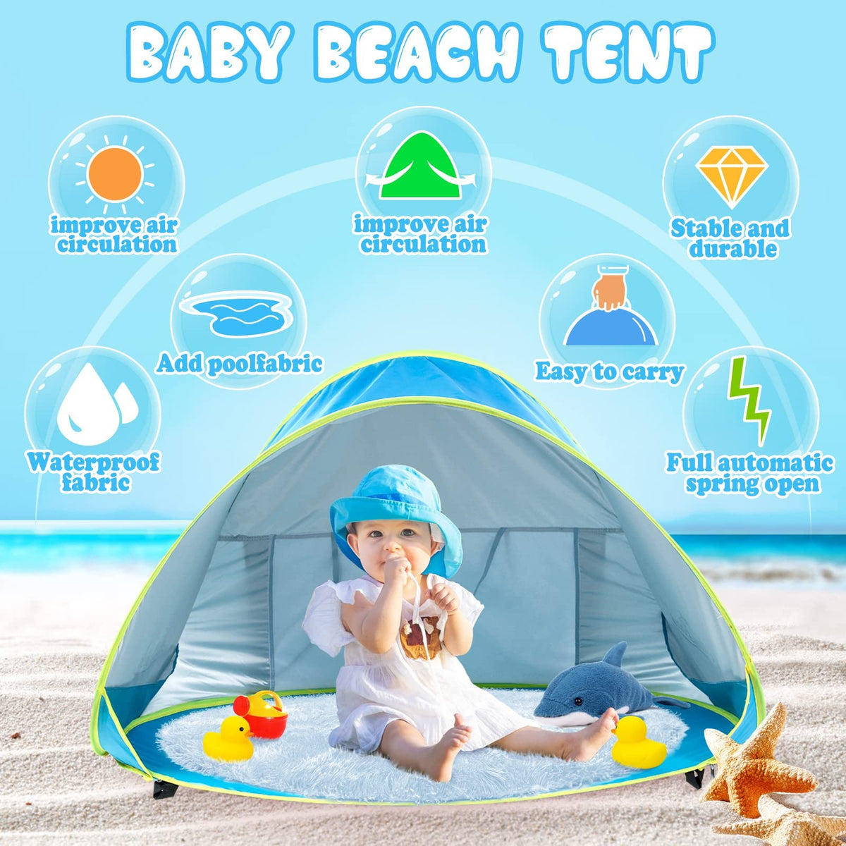 🔥Last Day 49% OFF - 🏖 Portable Uv-Resistant Baby Beach Tent