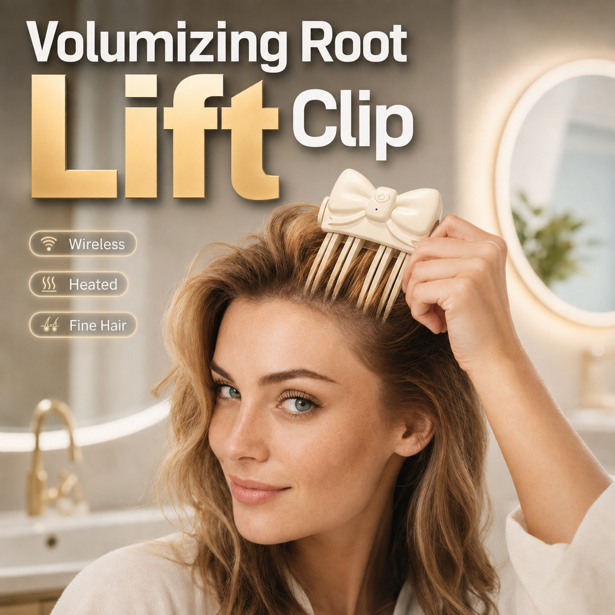 📢50% OFF !! ⏰Wireless Heated Volumizing Root Lift Clip - Salon Crown Volume Styling Tool for Fine Flat Hair