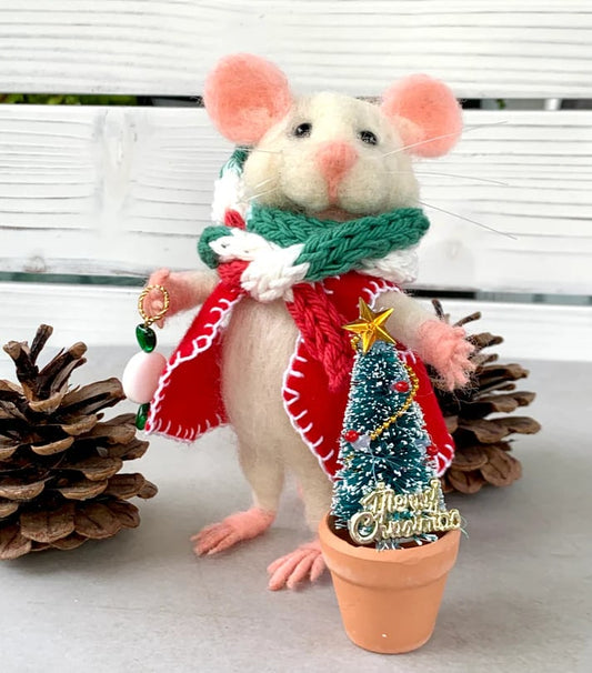 🔥LAST DAY SALE 49% OFF🎄Christmas Needle felted Mouse, OOAK Art Doll