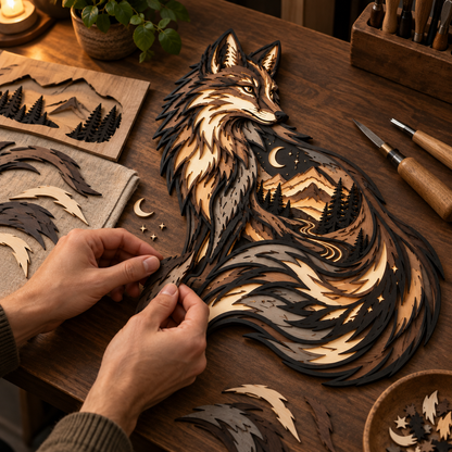 Fox Totem Layered Ambient Wall Light | Handcrafted-Style Wall Decor