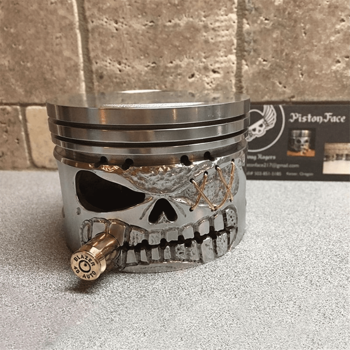 🔥LAST DAY 50% OFF - 🛠️💀Handmade Piston Skull Face Sculpture