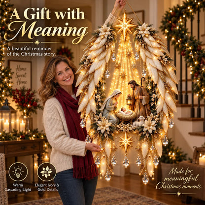 👼 Heavenly Angel Wings Nativity Light✨ – Lighted Christmas Wall Decor  ✈️