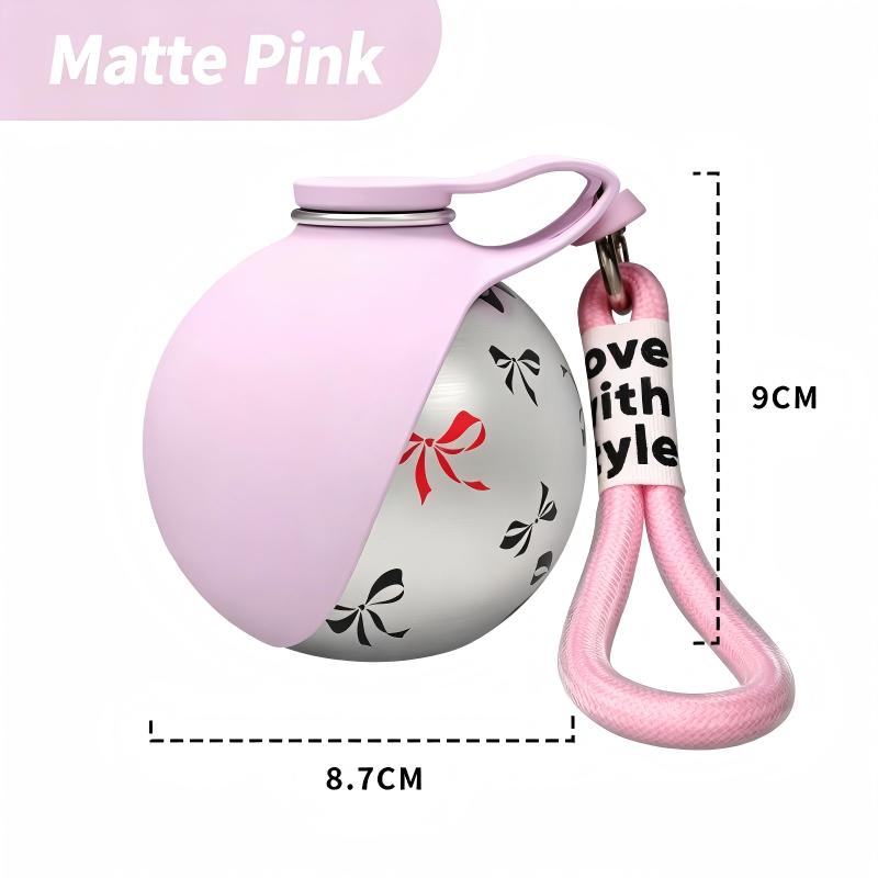 304 Stainless Steel Portable Dog Water Bottle Foldable with Hook and Spherical Nozzle