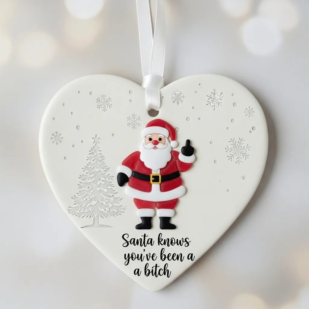 🎅"Santa Claus Middle Finger" Christmas heart-shaped gift🌊✨Shaped by Nature & Crafted by Hand💝